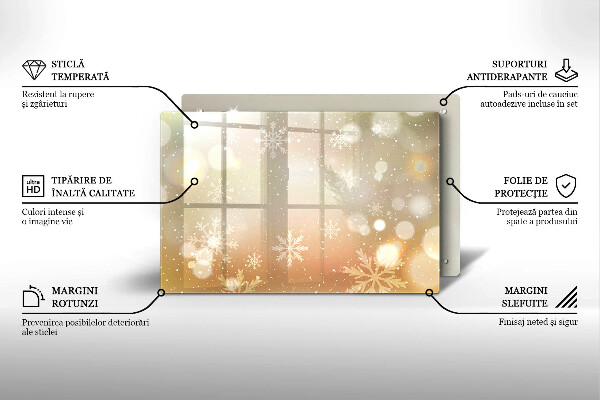 Szklana deska do kuchni Płatki śniegu