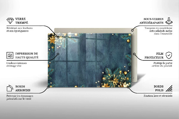 Szklana deska do kuchni Świąteczne ozdoby