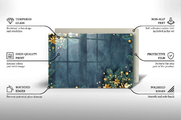 Szklana deska do kuchni Świąteczne ozdoby