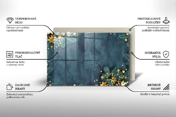 Szklana deska do kuchni Świąteczne ozdoby