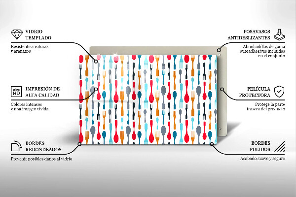 Szklana deska do kuchni Ilustracja łyżki
