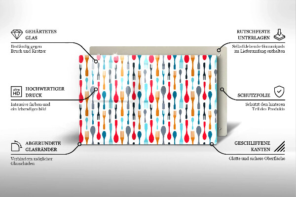 Szklana deska do kuchni Ilustracja łyżki