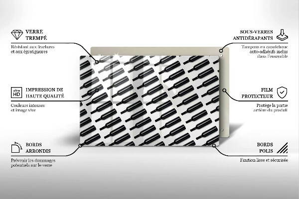 Szklana deska do kuchni Czarne butelki wina
