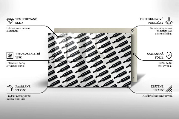 Szklana deska do kuchni Czarne butelki wina