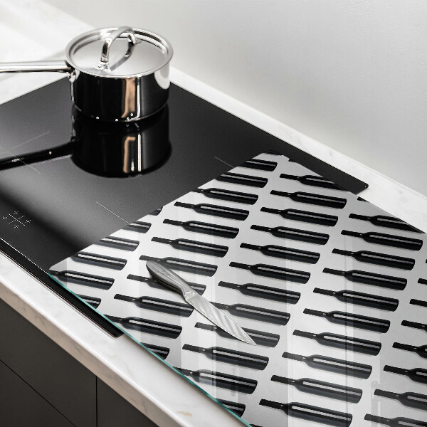 Szklana deska do kuchni Czarne butelki wina