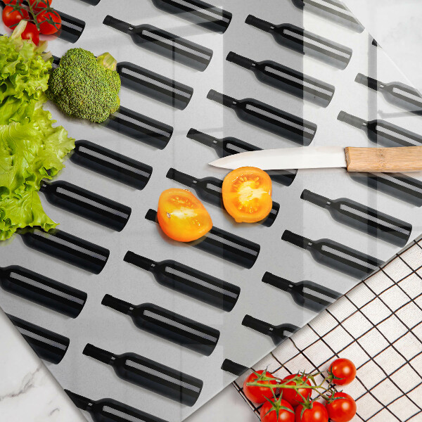 Szklana deska do kuchni Czarne butelki wina