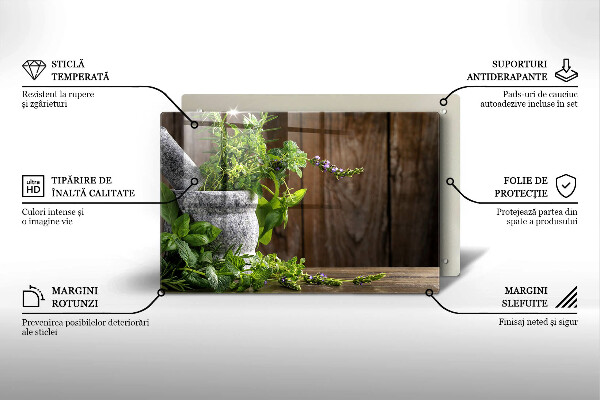 Szklana deska do kuchni Zielone zioła