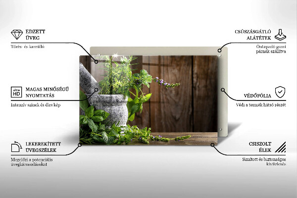 Szklana deska do kuchni Zielone zioła