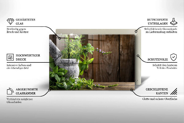 Szklana deska do kuchni Zielone zioła