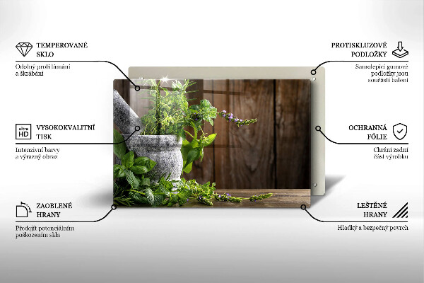 Szklana deska do kuchni Zielone zioła