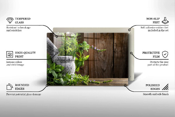 Szklana deska do kuchni Zielone zioła