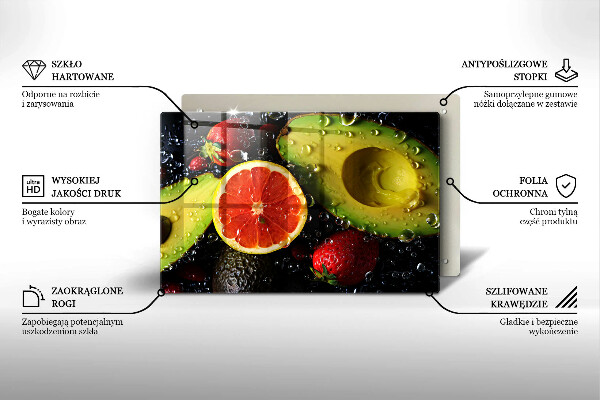 Szklana deska do kuchni Owoce i warzywa