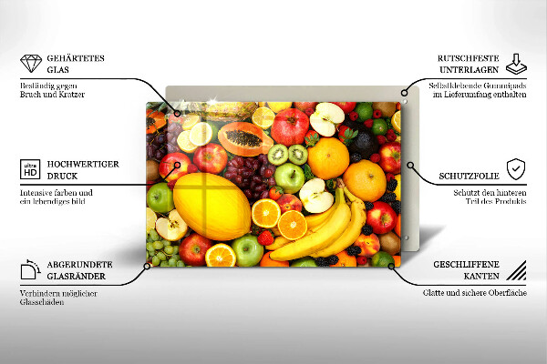 Szklana deska do kuchni Kolekcja owoców