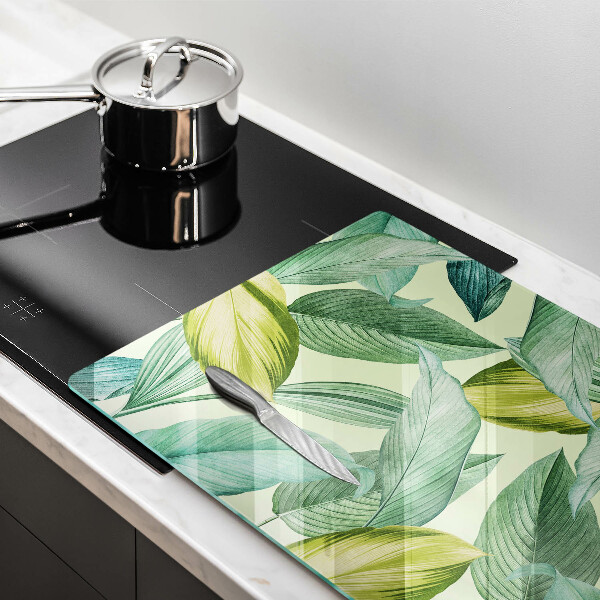 Szklana deska do kuchni Zielone tropikalne liście
