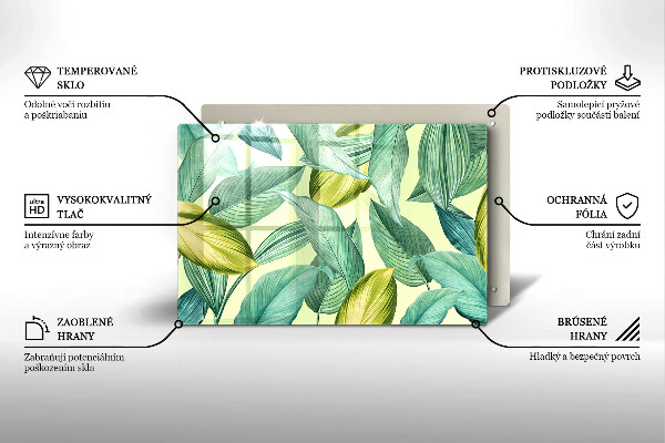 Szklana deska do kuchni Zielone tropikalne liście