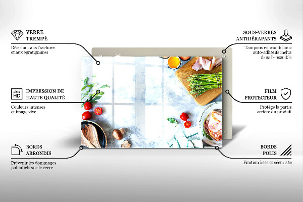 Szklana deska do kuchni Składniki w kuchni