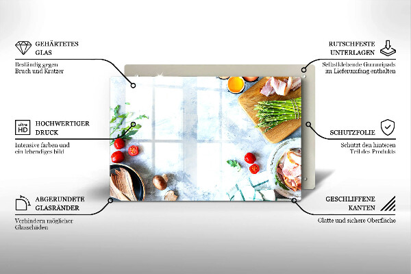 Szklana deska do kuchni Składniki w kuchni