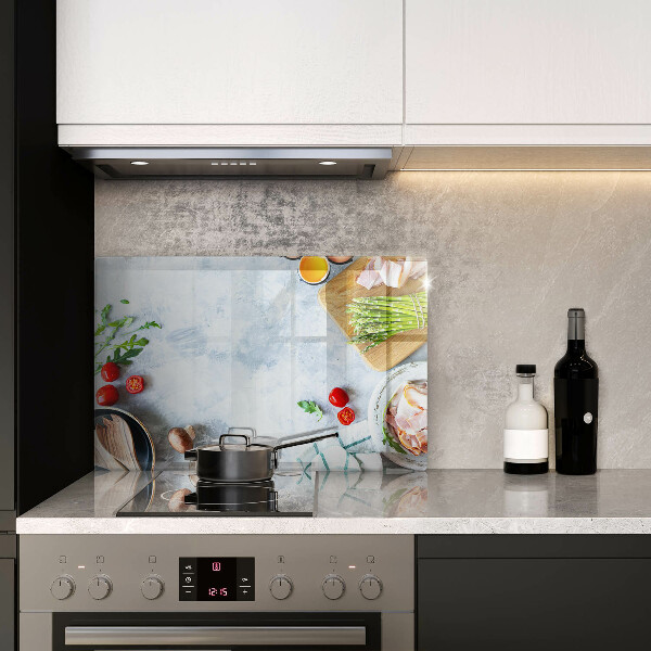 Szklana deska do kuchni Składniki w kuchni