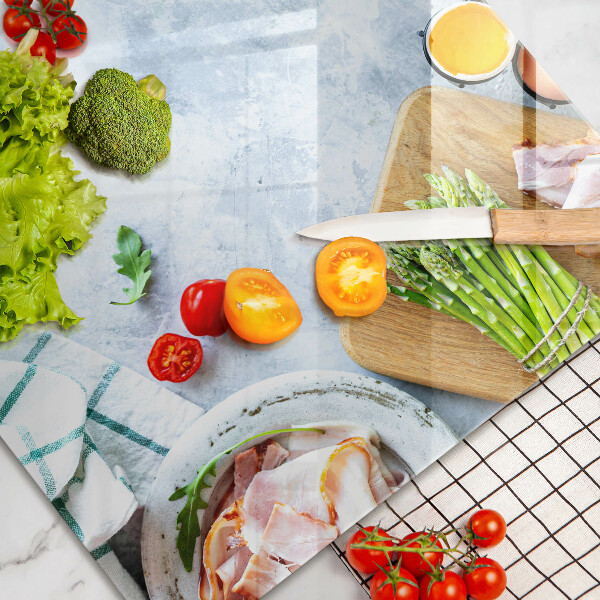 Szklana deska do kuchni Składniki w kuchni