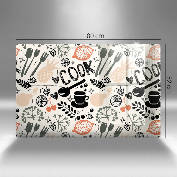 Szklana deska do kuchni Rysunkowy motyw kuchenny