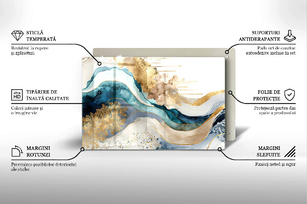 Szklana deska do kuchni Kolorowy marmur