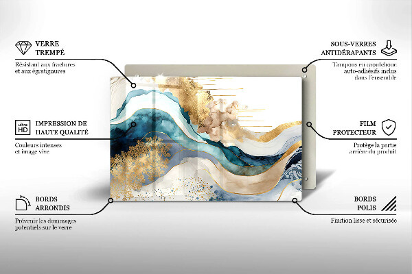 Szklana deska do kuchni Kolorowy marmur