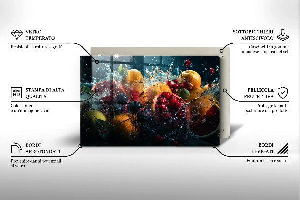 Szklana deska do kuchni Owoce w wodzie