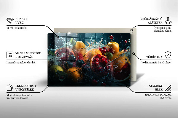 Szklana deska do kuchni Owoce w wodzie