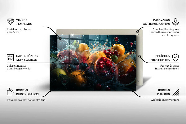 Szklana deska do kuchni Owoce w wodzie