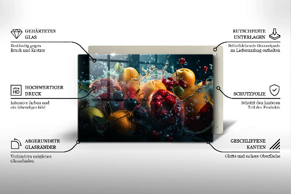 Szklana deska do kuchni Owoce w wodzie