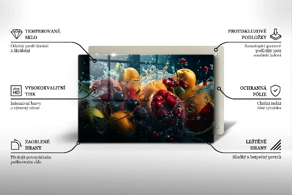 Szklana deska do kuchni Owoce w wodzie