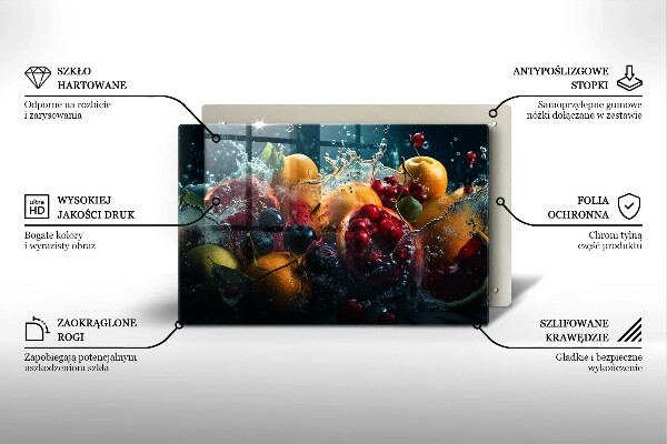 Szklana deska do kuchni Owoce w wodzie