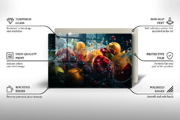 Szklana deska do kuchni Owoce w wodzie