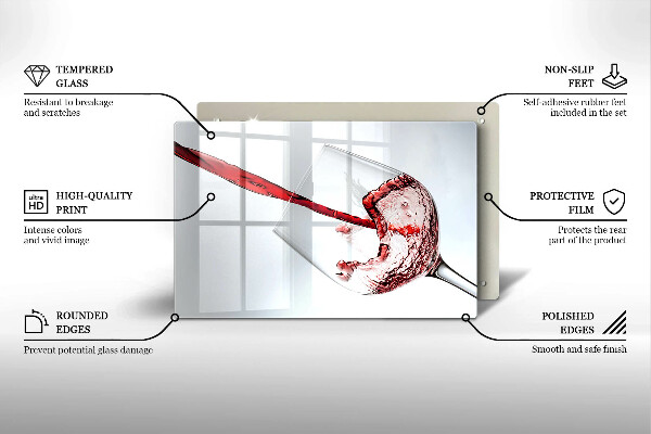 Szklana deska do kuchni Czerwone wino