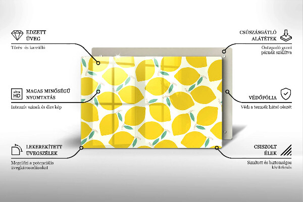 Szklana deska do kuchni Rysunkowe cytryny
