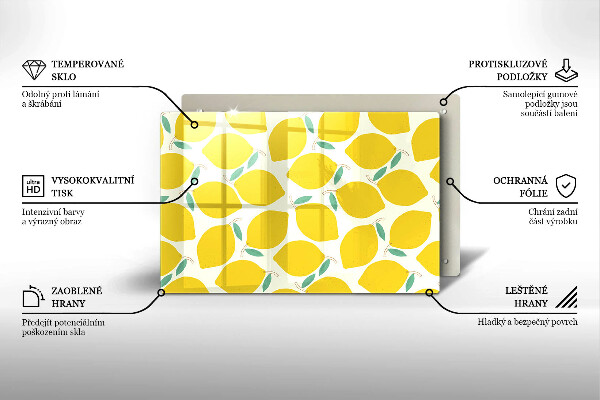 Szklana deska do kuchni Rysunkowe cytryny