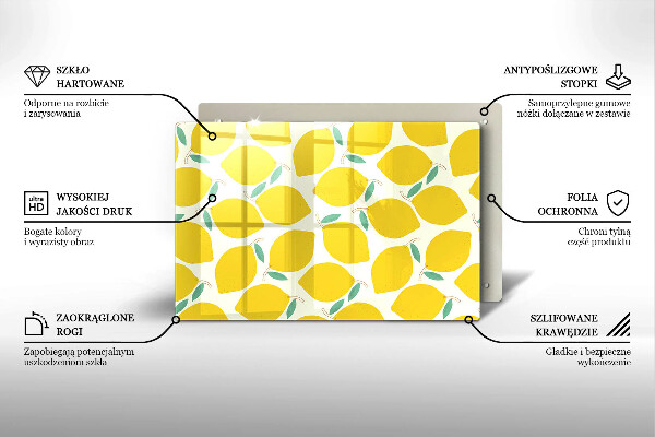 Szklana deska do kuchni Rysunkowe cytryny