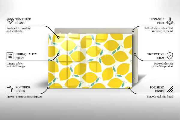 Szklana deska do kuchni Rysunkowe cytryny