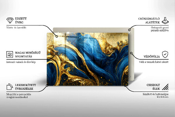 Szklana deska do kuchni Niebiesko-złoty marmur