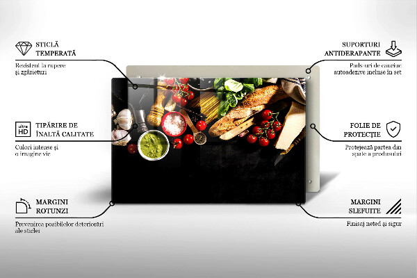Szklana deska do kuchni Włoskie składniki i przyprawy