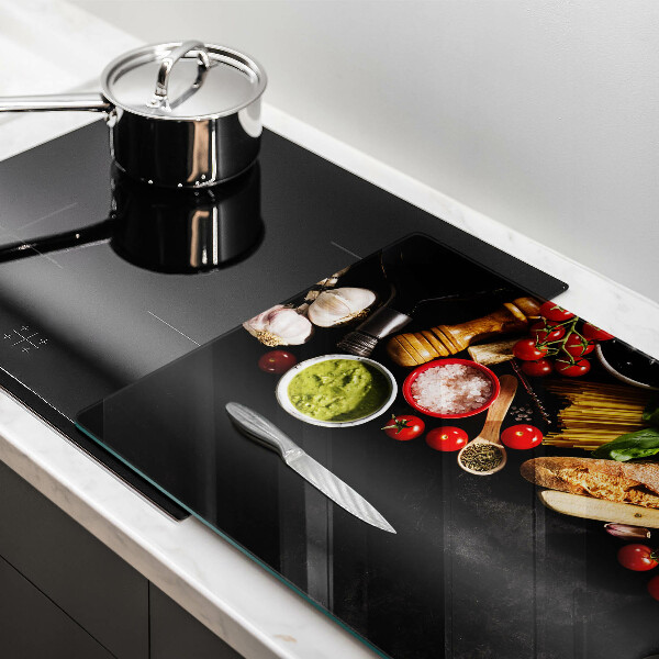 Szklana deska do kuchni Włoskie składniki i przyprawy