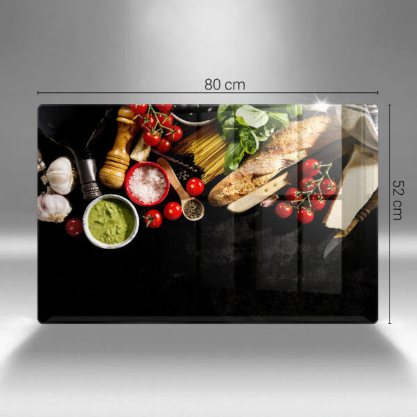 Szklana deska do kuchni Włoskie składniki i przyprawy