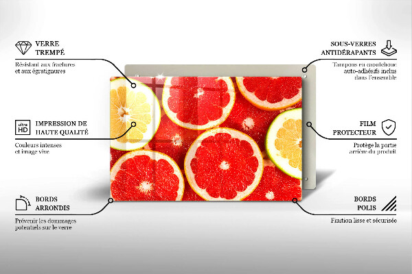 Szklana deska do kuchni Plastry grejpfruta