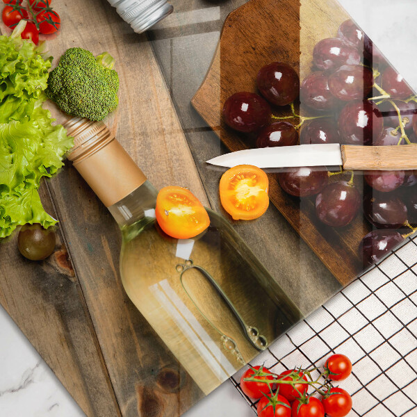 Szklana deska do kuchni Butelki wina i winogrona