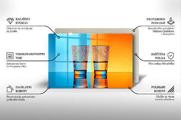 Szklana deska do kuchni Dwie szklanki wody