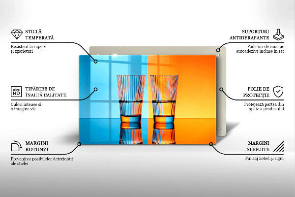 Szklana deska do kuchni Dwie szklanki wody