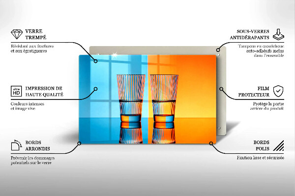 Szklana deska do kuchni Dwie szklanki wody