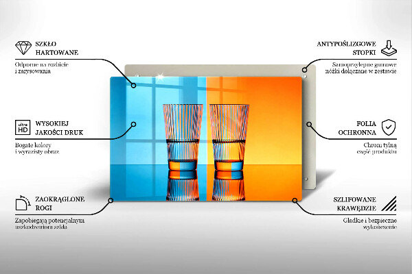 Szklana deska do kuchni Dwie szklanki wody