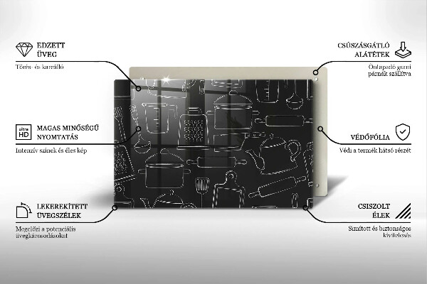 Szklana deska do kuchni Rysunkowe akcesoria kuchenne