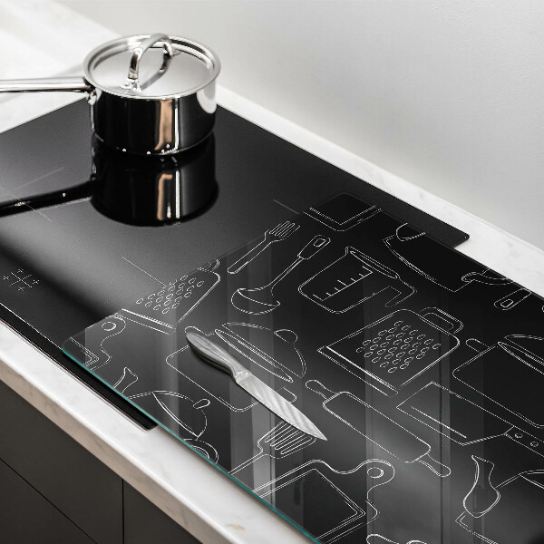 Szklana deska do kuchni Rysunkowe akcesoria kuchenne